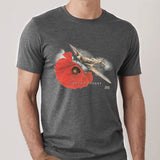 A classic charcoal heather t-shirt featuring the bold Spitfire Poppy design
