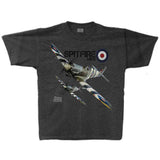 Charcoal colored t-shirt with a Spitfire MKIX graphic.
