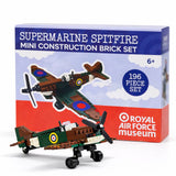 RAF Museum bespoke Supermarine Spitfire brick set. This set includes 196 building bricks, sticker sheet and an easy-to-follow instruction manual detailing each step of the building process.