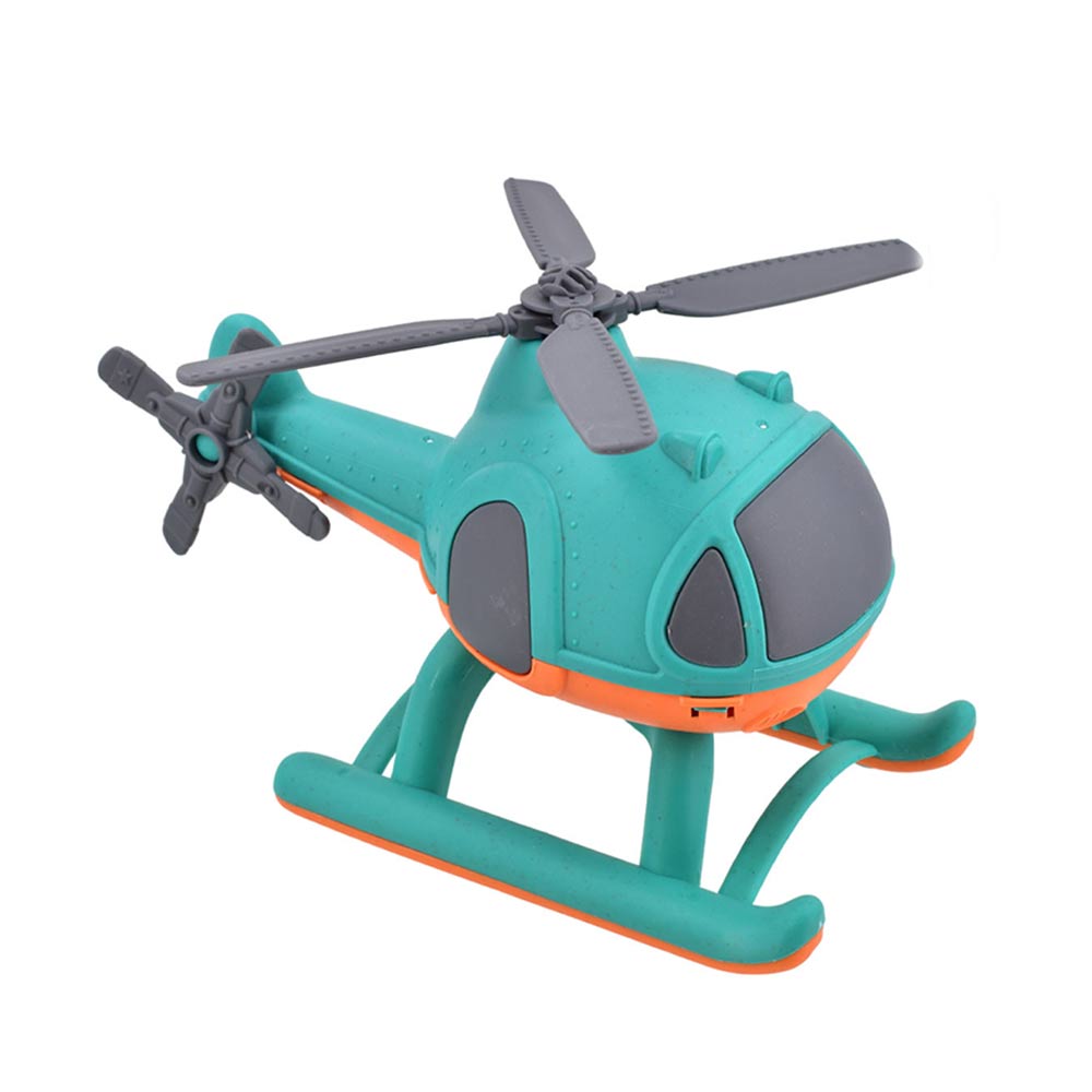 Eco friendly helicopter toy, suitable for babies and toddler. Recyclable material. Comes in blue and orange colour, selected at random.