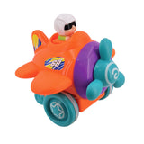 A press and go push toy shape plane for babies and toddlers. A little pilot sitting in the cockpit.