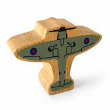 Colorful fair trade wooden Spitfire toy, handcrafted in Sri Lanka from sustainable rubberwood with non-toxic paints.