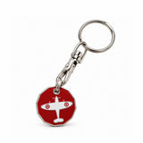 RAF Museum trolley coin keyring featuring a Spitfire logo on one side and the RAF Museum logo on the other.