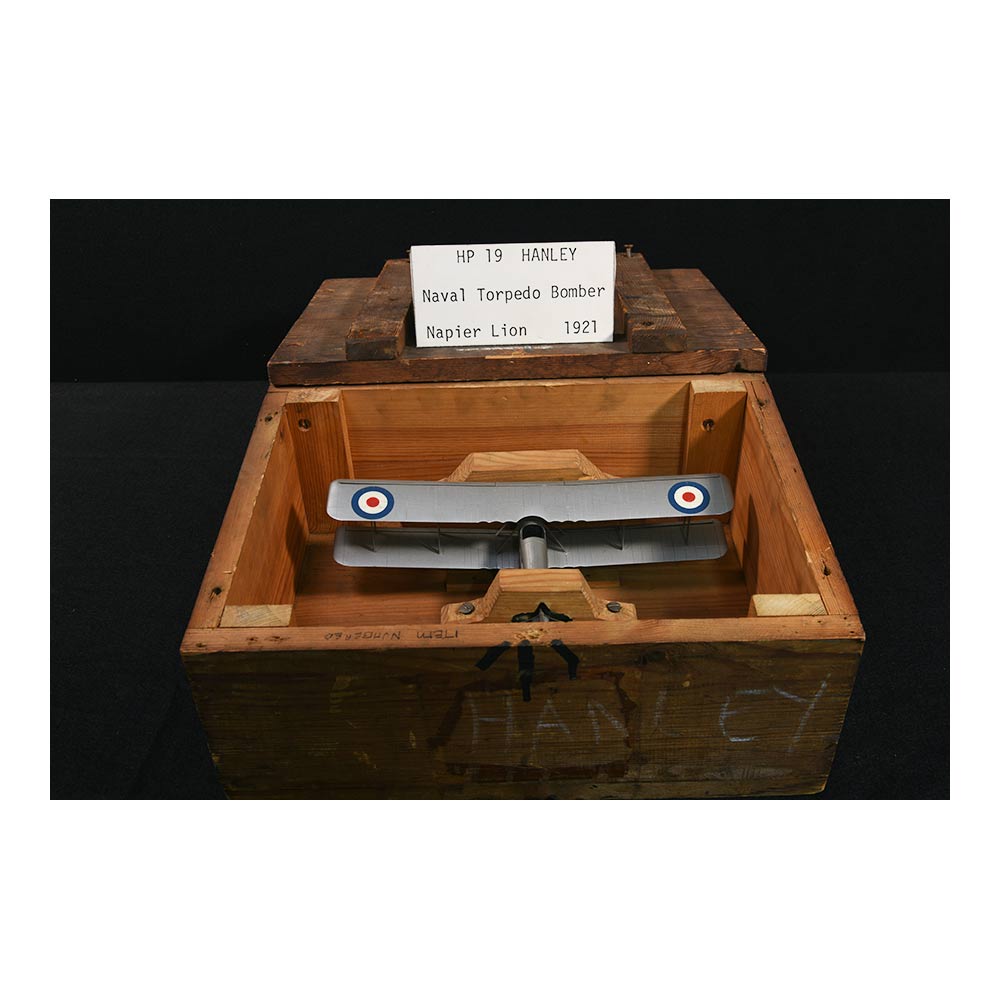 Handley Page Hanley company exhibition/reference model with original wooden transit case circa 1920's.