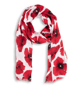 Poppy Scarf White & Red