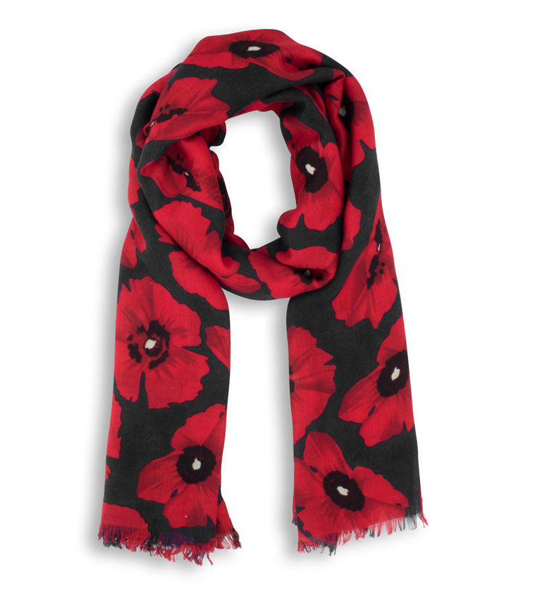 Poppy Scarf Black & Red