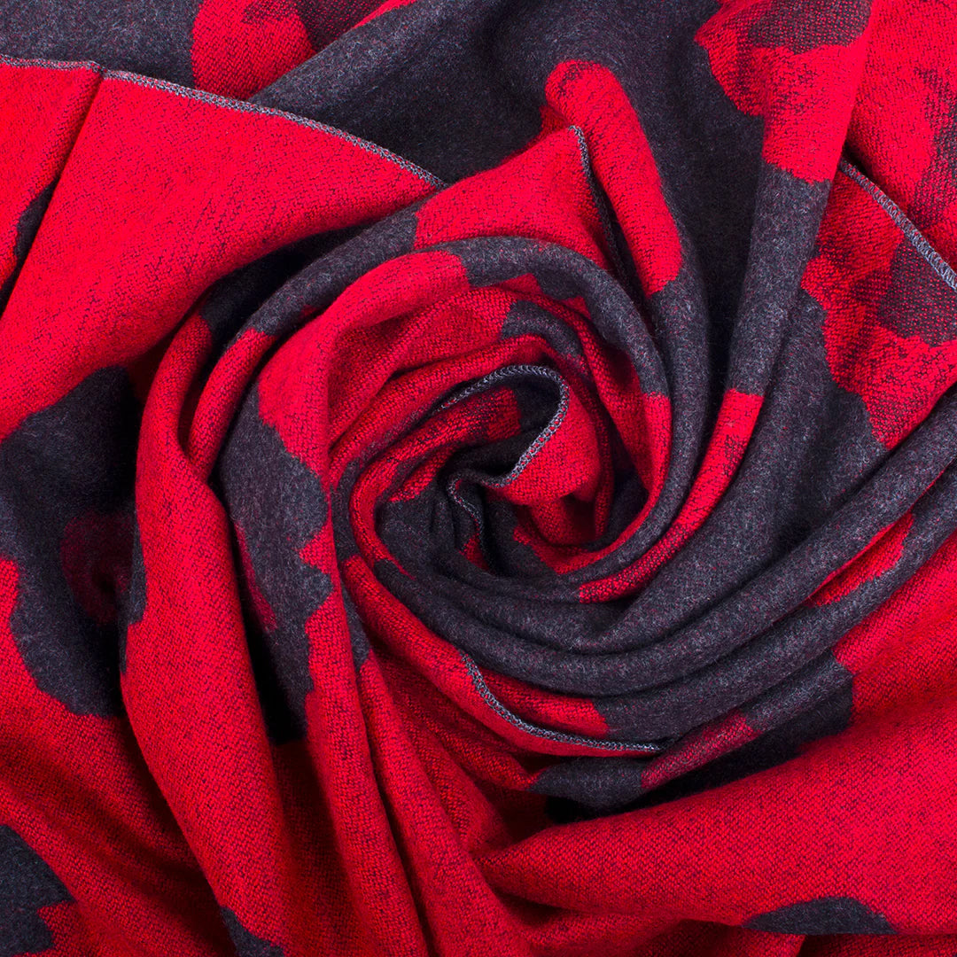 Multi Red Poppy Grey Scarf