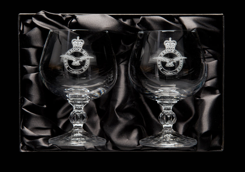 RAF Crest Pair of Brandy Glasses