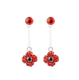 Pave Crystal Poppy Drop Stud Earrings