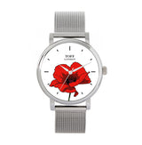 Red Poppy Watch Metal Strap