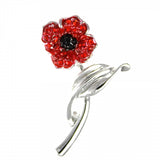 Pave Crystal Poppy on Stalk Brooch