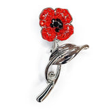 Pave Crystal Poppy on Stalk Brooch